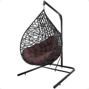 Imagem de Balanço Suspenso Ninho Gota Com Suporte, Mosquetão E Mola Para Quintal