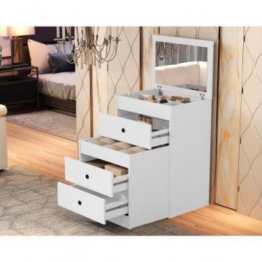 Imagem de Penteadeira Olivia Com Espelho E Banqueta Embutida  Praticidade E Esti