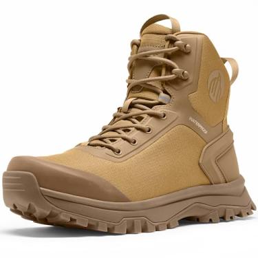 Imagem de Coostar Botas Táticas Para Homens Botas De Combate Militares Leves Com Zíper Lateral Botas De Trabalho Para Motocicletas E Caminhadas À Prova D'Água 8 Polegadas Marrom Tamanho 9