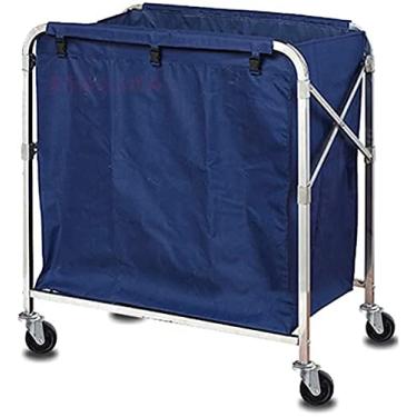 Imagem de Prateleira carros móveis cesta de lavandaria com rodas coletor de lavandaria com sacos de tecido removíveis carrinho de lavandaria dobrável para casa de banho de hotel quarto