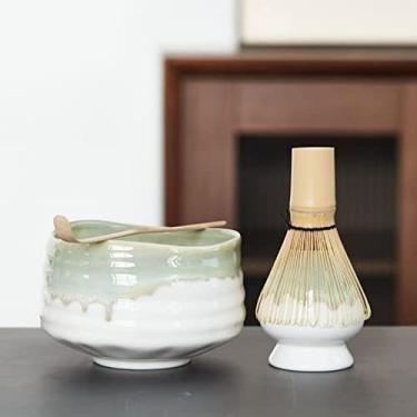 Imagem de QLDFX Tigela Matcha Tigela de salada 1-4 peças Conjunto de chá japonês Matcha Whisk Scoop Ceremic Matcha Bowl Whisk Holder Conjuntos de chá Matcha Conjunto de Chá Tigela Matcha Conjunto de Chá