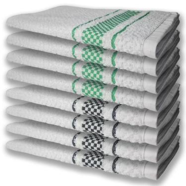 Imagem de 8 Panos De Prato Atoalhado Felpudo 4 Verde 4 Preto