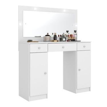 Imagem de Penteadeira Camarim C/Espelho E Led 2 Portas Carisma Branco