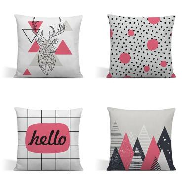 Imagem de Kit 4 Capas Para Almofadas Decorativas Juma Oxford 100% Poliéster - Hello Rosa