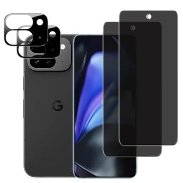 Imagem de GLBLAUCK [4 pacotes] Protetor de tela de privacidade para Google Pixel 10 Pro Fold [2 pacotes] + protetor de lente da câmera [2 pacotes], vidro temperado antiespião de dureza 9H e anti-arranhões para