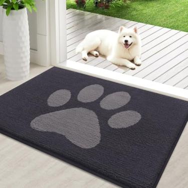 Imagem de Buganda Tapete de porta de cachorro para patas enlameadas, capachos absorventes de sujeira antiderrapante, tapete de baixo perfil lavável para cães de lama, tapete de entrada para piso interno (91 x