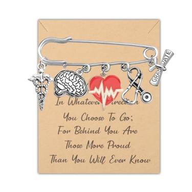 Imagem de LQRI Brain Doctor presente de formatura neurologista anatômico cérebro charme broche neurocirurgião psicologia presente de formatura, Small, Liga de aço, Liga metálica.