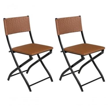 Imagem de Cadeira Dobravel Bar, Lanchonete Caramelo - Kit 2 Pc