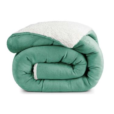 Imagem de Edredom Bariloche Solteiro Dupla Face Sherpa - Alecrim - 100% Poliéster