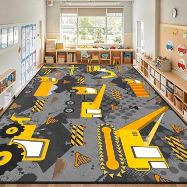 Imagem de Tapetes de construção para quarto de meninos, 1,8 m x 20,3 m, tapete de brincar, tapete de carro, tapete para crianças, decoração de sala de jogos, sala de estar, quarto