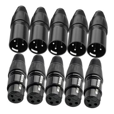 Imagem de Dynwave Conector de cabo de microfone macho/fêmea XLR, adaptador de fácil instalação, acessórios para plugue de áudio de microfone para apresentações ao vivo, Preto 10 Peças
