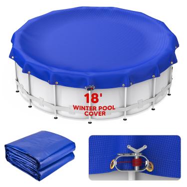 Imagem de Keten Capas de piscina de 18 m para piscinas acima do solo, 【Atualização 2024】 Capa de piscina redonda de inverno, sobreposição de 1,2 m extra grossa durável, mantém detritos longe, capa de piscina