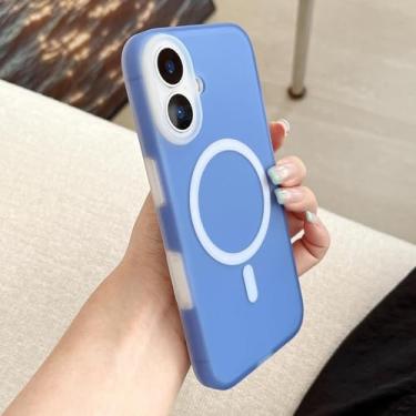 Imagem de HTVJFX Capa magnética de silicone líquido com carregamento sem fio para iPhone 15 Pro Max, capa macia à prova de choque (para iPhone 15 Pro Max/azul)