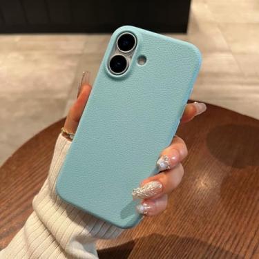 Imagem de HTVJFX Capa de celular luxuosa de couro macio fosco com estampa de silicone à prova de choque para iPhone 14 Pro (para iPhone 14 Pro/azul)