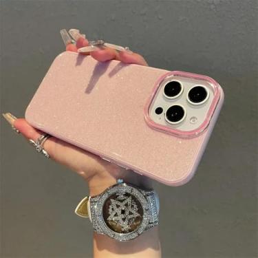Imagem de HTVJFX Capa de celular luxuosa com glitter e gelatina de silicone macio à prova de choque para iPhone 14 Pro Max (para iPhone 14 Pro Max/rosa)