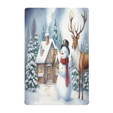 Imagem de Qilmy Lençóis de berço de Natal de inverno com neve, de microfibra macia, respirável, elástico, lençol com elástico para meninos e meninas, miniberço, 132 x 71 cm, capa de colchão infantil portátil