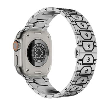 Imagem de AXPTI Pulseiras de relógio Titan de aço inoxidável de aço inoxidável para Apple Watch Ultra 2 de 49 mm, 46 mm, 45 mm, 44 mm, série 10, 9, 8, 7, 6, 5, 4, 3, 2 e 1 SE, com conector de metal, S10 46mm,