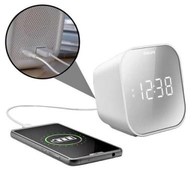 Imagem de Relógio Despertador Rádio FM Carrega Celular Philips R4406