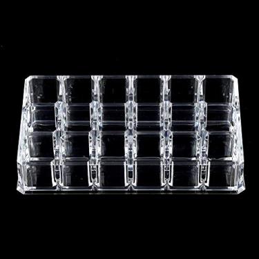 Imagem de Naroote Caixa de Armazenamento de Cosméticos Portátil Transparente de 18 Grades para Batom, Brinco, Esmalte de Unha e Muito Mais, Feita de Acrílico Durável para Organizador de Mesa de Meninas e