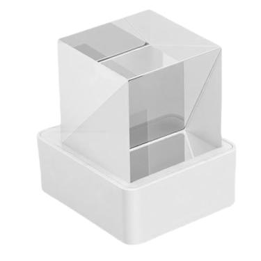 Imagem de ASHATA Relógio Meteorológico Com Exibição de Cubo Holográfico WiFi, Relógio Digital de Estação Meteorológica Inteligente Com Animações GIF e Reprodutor de álbum Eletrônico para (Branco)