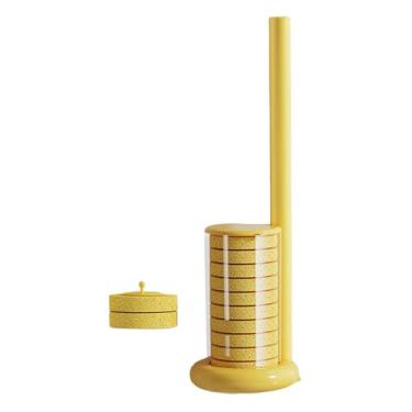 Imagem de YWJLQH Conjunto de Escova Sanitária de 12 Peças com Cabeça de Substituição, Kit Inicial de Esponjas de Limpeza, Escova Sanitária com Refis, Suporte de Parede, Amarelo, Tamanho real