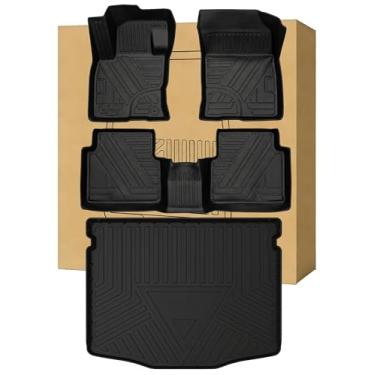 Imagem de Aiqiying Tapetes de chão e forros de carga compatíveis com modelos Ford Escape 2020-2025, impermeável para todos os climas, durável, ajuste personalizado, bandeja traseira do porta-malas, fileiras