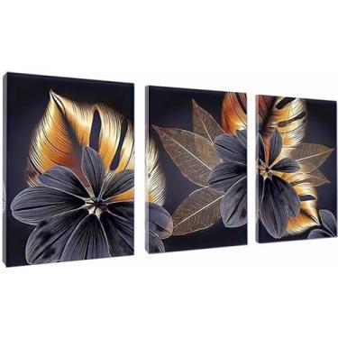 Imagem de 3 peças de pintura de arte de diamante, kits de pintura de diamante redondo de flores DIY para adultos iniciantes, strass de cristal para decoração de parede de casa, presente, 30 x 40 cm