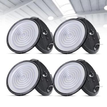 Imagem de Kit Com 4 Luminárias LED High Bay UFO 150W, 22000LM, Para Oficinas, Garagens, Galpões E Indústrias (6000K), IP65 À Prova D'Água, Ideais Para Armazéns, Oficinas, Fábricas E Academias(4pcs,200w)