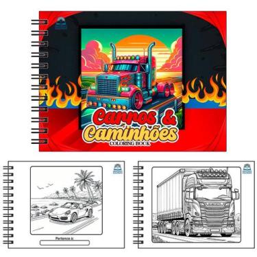 Imagem de Livro de Colorir Infantil CARROS E CAMINHOES 50 Folhas Capa Dura - Ono