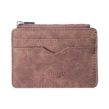 Imagem de Carteira Retro Curta De Couro Fosco, Porta Cartões Múltiplos, Bolsa De