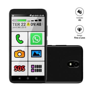 Imagem de Smartphone Celular Do Idoso 4G Com Letras Grandes 32Gb Sos - Multilase