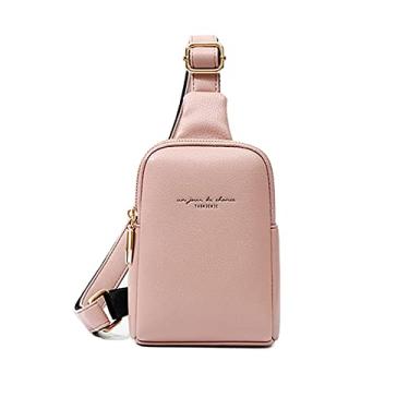 Imagem de Aomiduo Bolsas transversais modernas para mulheres e homens, bolsa tiracolo multiuso mochila de caminhada mochila de dia a dia bolsa transversal no peito, A - rosa, Small, Durável, portátil