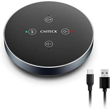 Imagem de Viva-voz USB, combo de microfone de alto-falante CMTECK para chamadas de conferência em casa, microfone portátil de mesa com captação de voz de 360°, redução de ruído, função de mudo,