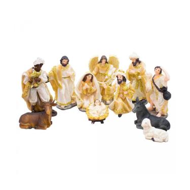 Imagem de Presépio Bege 11 Peças 12cm De Altura Completo Resina