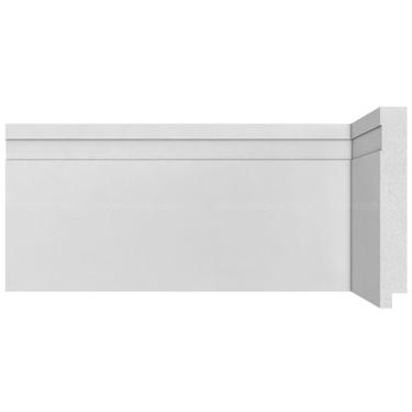 Imagem de Rodapé de Poliestireno 12cm x 16mm x 2,40m Frisado Moderna 493 Santa Luzia - caixa com 10 Barras - Branco