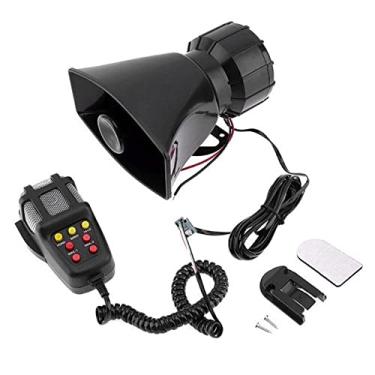 Imagem de Buzina de ar super alta universal para motocicleta alarme de carro som buzina de 7 tons 12 V 100 W buzina de sirene policial alto-falante (preto) kit de buzinas de trem