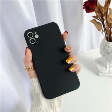 Imagem de Capa de silicone líquido original luxuosa para iPhone 13 Mini 12 11 Pro XR XS Max SE2 6 6S 7 8 Plus Capa de proteção fosca macia, preta, para iPhone 13 Pro