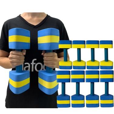 Imagem de Kit 4 Pares Halteres Aquáticos em EVA P 1-2kg e M 2-3kg Azul/Amarelo Dafoca Sports