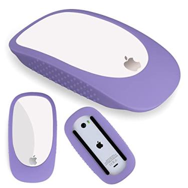 Imagem de AKSHFETH Capa de silicone para mouse compatível com Apple Magic Mouse I&II - capa antiqueda para AppleMouse 2 (cinza lavanda)
