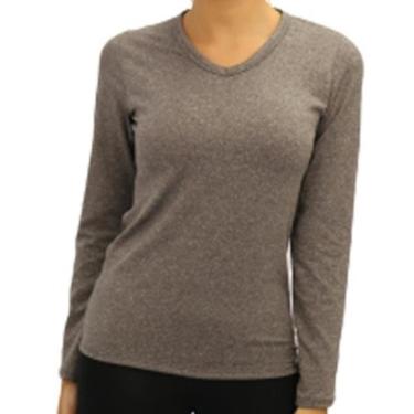 Imagem de Camiseta Térmica Feminina Gola V Manga Longa Fitness Frio-Feminino