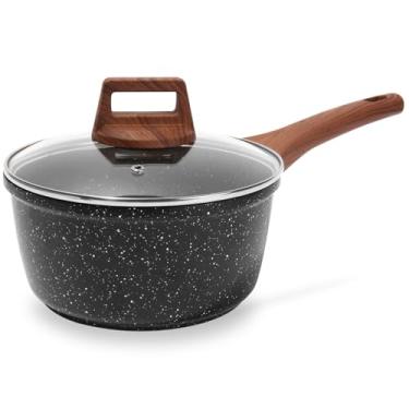 Imagem de ESLITE LIFE Panela de molho de 1,5 litros com tampa antiaderente pequena para sopa compatível com indução, sem PFOA e PTFEs