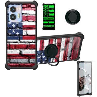 Imagem de jioeuinly Capa compatível com OUKITEL C36 C35 Capa de telefone [com protetor de tela de vidro temperado][suporte de anel] [efeito luminoso] YGH-GQ
