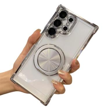 Imagem de Para Samsung S23 S24 S22 Ultra 360 Rotate Metal Bracket Case para Galaxy S24 Plus A53 A54 A55 A15 A25 Capa transparente, tira, para Samsung S22