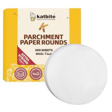 Imagem de Katbite Papel pergaminho redondo de 17 cm, 200 peças redondas de pergaminho, resistente e antiaderente para assar bolos, forros de fritadeira a ar, papel hambúrguer