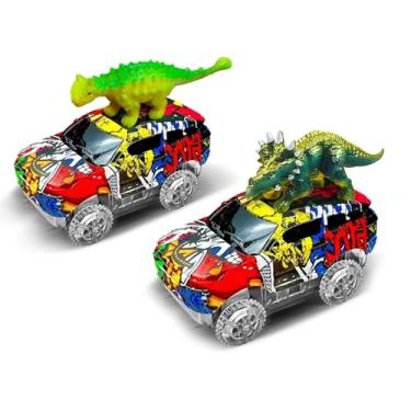 Imagem de Super Pista Carrinhos Dinossauros, Brinquedo Dinossauro Elétrico para Crianças (2 Carros Grafitti (com Dinossauro))