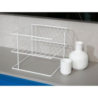 Imagem de Organizador Porta Pratos Cantoneira Quadrado Prateleira 3 Níveis Plana