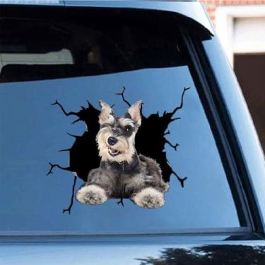 Imagem de Adesivo engraçado Schnauzer para janela de carro, 30 x 30 cm, vinil 3D, impermeável, para parede, laptop, carro, janela, caminhão, para-choque, geladeira