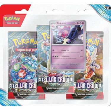 Imagem de Pokémon TCG: Bolha Escarlate e Violeta — Coroa Estelar Pacote com 3 - Tinkaton (3 Pacotes Booster e Cartão Promocional)