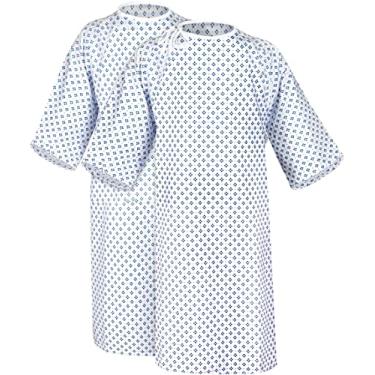 Imagem de Lux Care Novo Avental Unissex para Paciente - Mistura de Algodão Premium - Tecido Macio e Confortável - Gravata Frontal Traseira - Ajusta-Se Facilmente Até O Tamanho 2Xl - Bata Hospitalar Multiuso Par