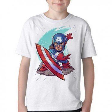 Imagem de Camiseta Infantil ou adulto Capitão America Geek Blusa Criança todos t
